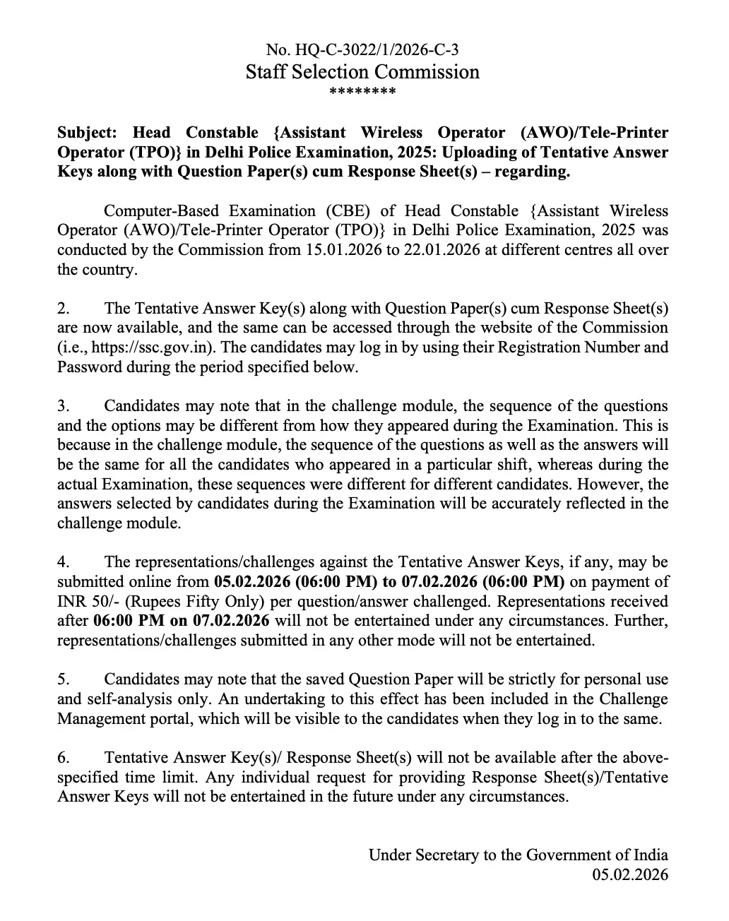 Delhi Police AWO TPO Answer Key 2026 Out, Download Response Sheet PDF_3.1