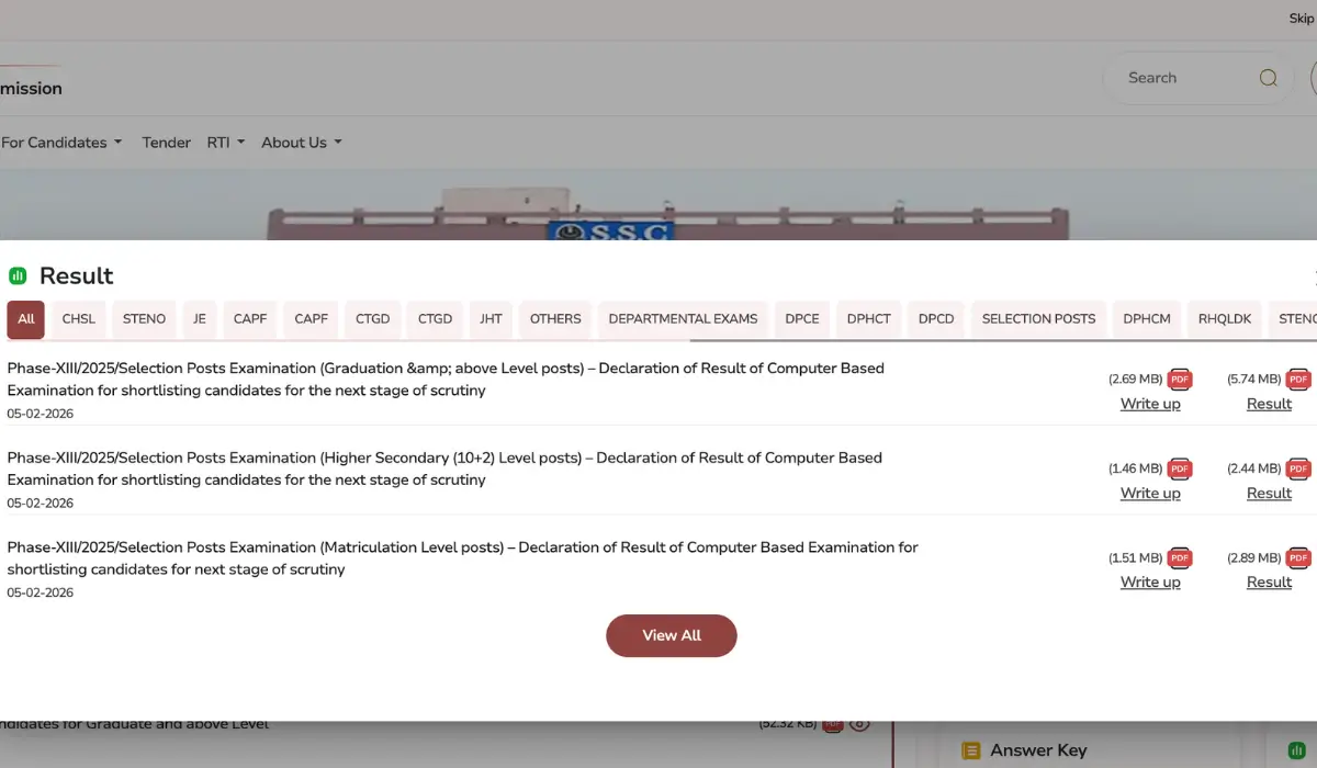 ssc selection post result