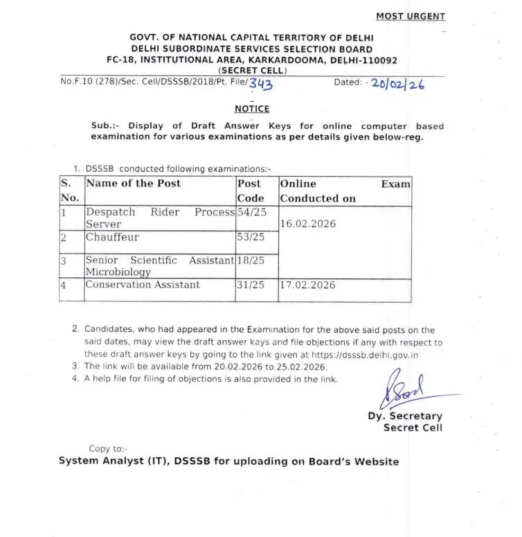 DSSSB Answer Key 2026 Out for February Exams, Download Response Sheet PDF_3.1