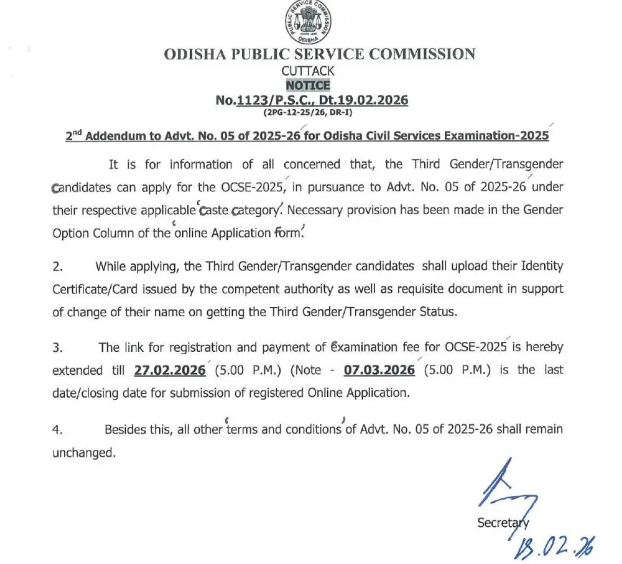 OPSC OCS Notification 2026 Out 465 Vacancies, Last Date to Apply Extended 7 March_3.1