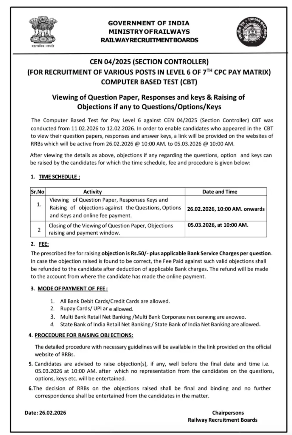 RRB Section Controller Answer Key 2026 Out – यहाँ से डाउनलोड करें उत्तर कुंजी PDF और चेक करें अपना स्कोर | Latest Hindi Banking jobs_4.1