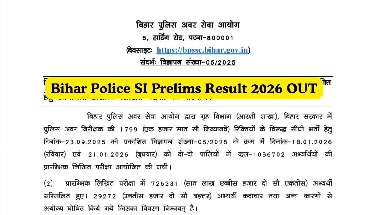 bihar police si result