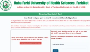 BFUHS Staff Nurse Admit Card