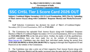 SSC CHSL Score Card 2026