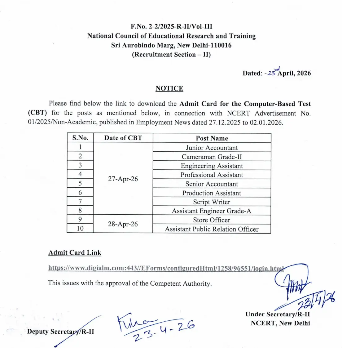 NCERT Admit Card 2026 Out, Group A, B & C Hall Ticket Link_3.1
