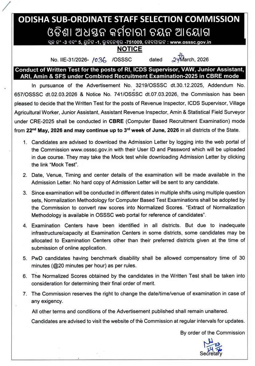 OSSSC RI ARI Exam Date 2026 Out (5012 Posts), Official Exam Schedule, Selection Process_3.1