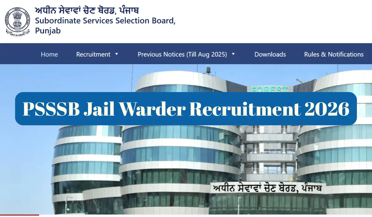 PSSSB Jail Warder Recruitment 2026
