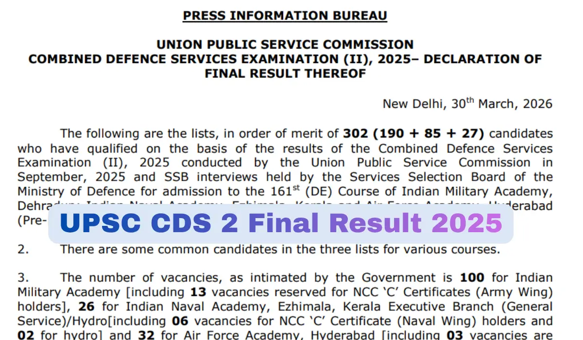 upsc cds 2 final result 2025