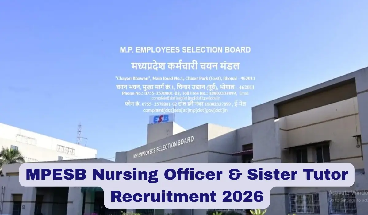 MPESB Nursing Officer & Sister Tutor Recruitment 2026