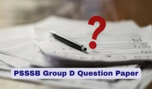 PSSSB Group D Question Paper