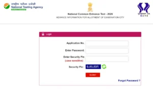 NTA NCET City Intimation Slip
