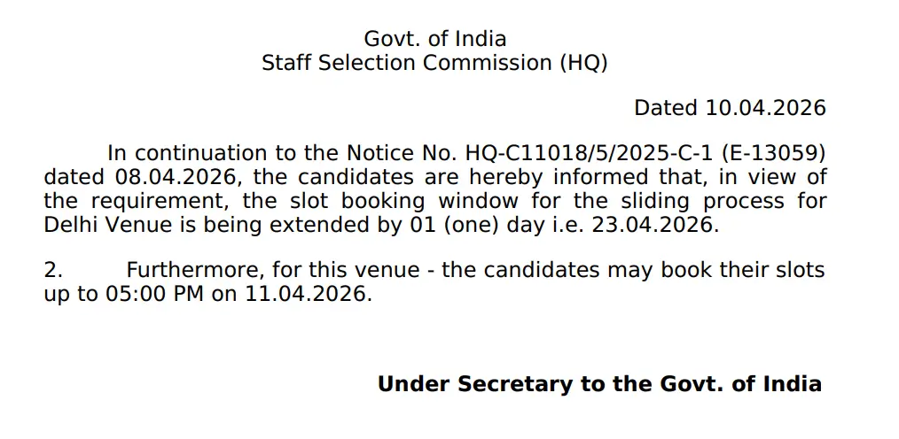 SSC CGL Sliding Mechanism 2025-26 Starts, Qualified Candidates Book Your Slot_3.1