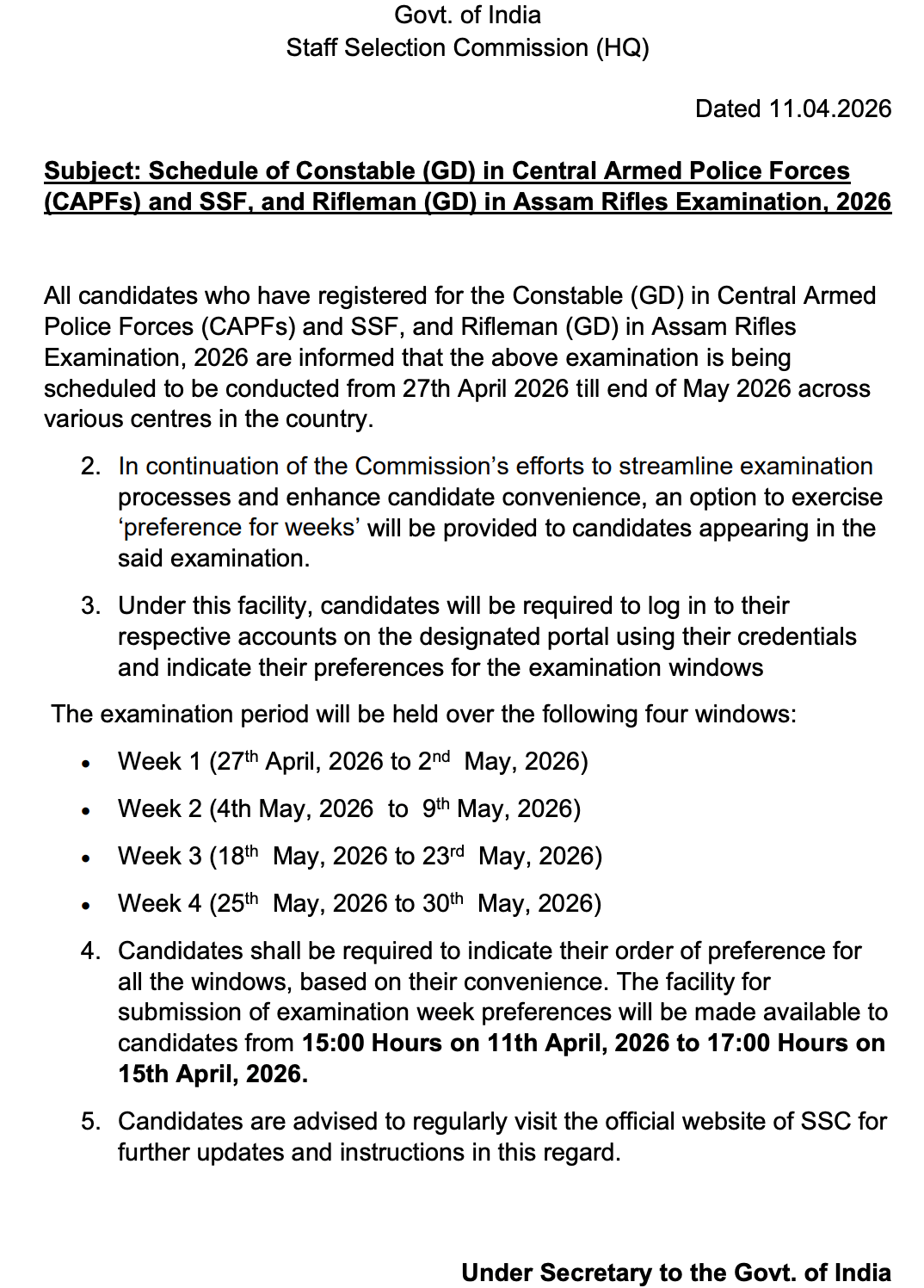 SSC GD Examination Week Preference Window 2026 Open Today, Book Your Preferred Week_3.1
