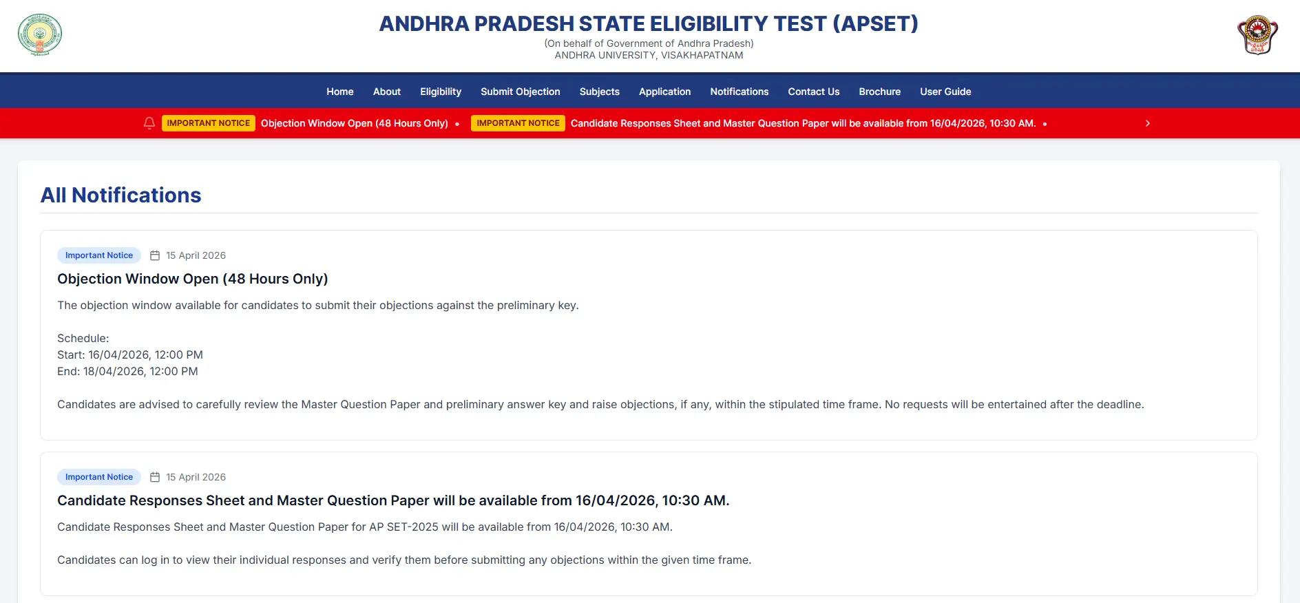 APSET Answer Key 2026 Releasing Tomorrow, Papers 1 and 2 Response Sheet PDF_3.1