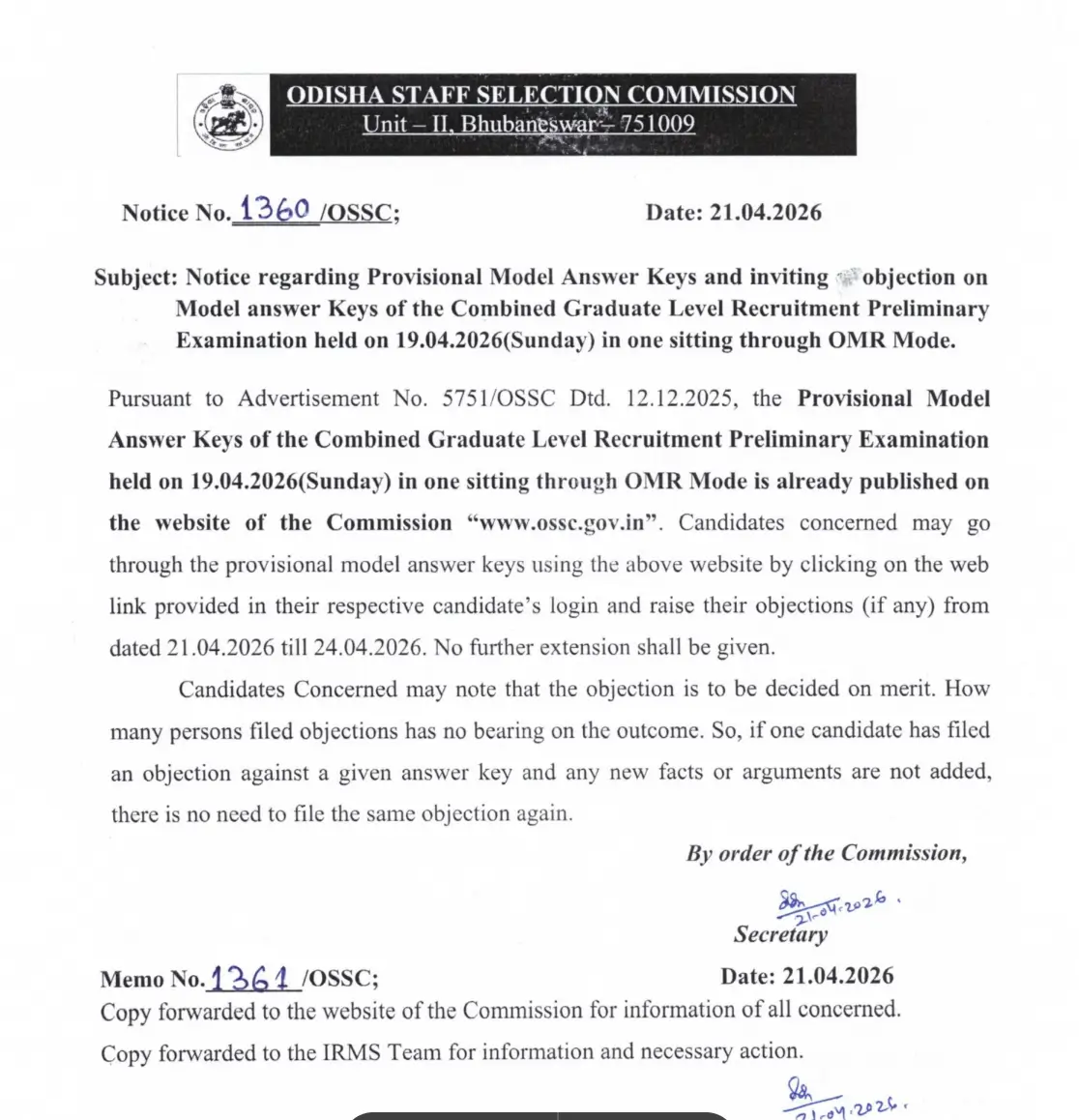 OSSC CGL Answer Key 2026 Out (Official), Download All Set Response Sheet PDF_3.1