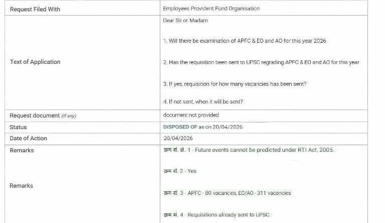 UPSC EPFO RTI