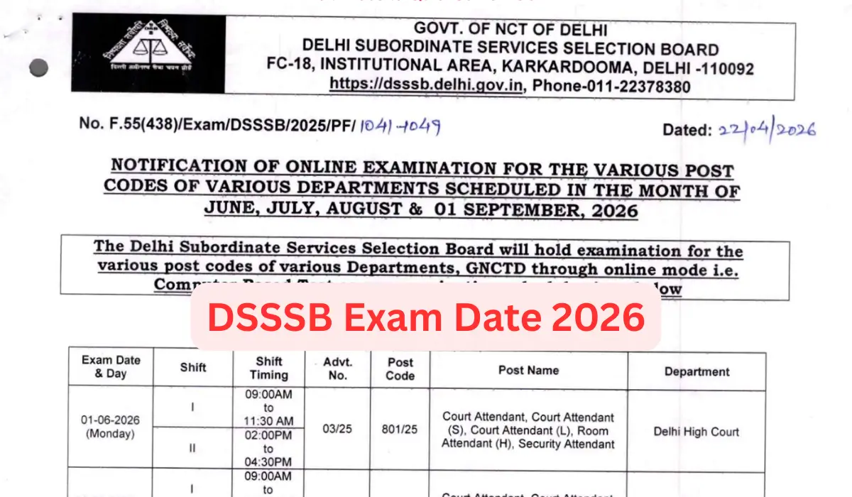 dsssb exam date 2026