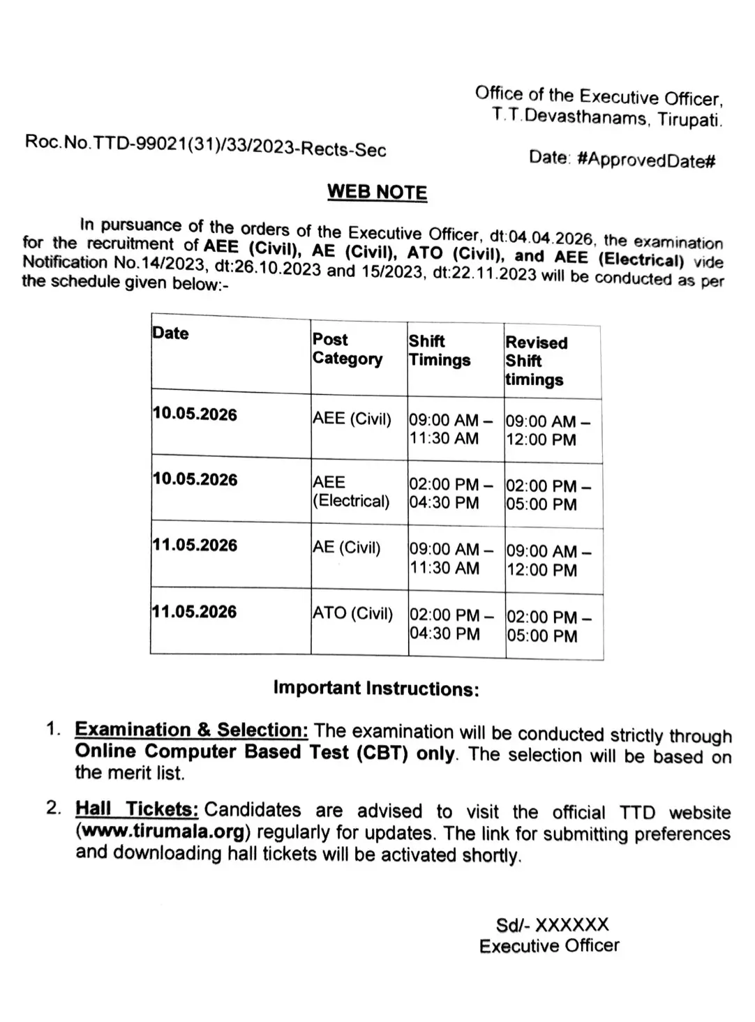 TTD AEE, AE & ATO Exam Date 2026 Out, Check Official Schedule Here_3.1