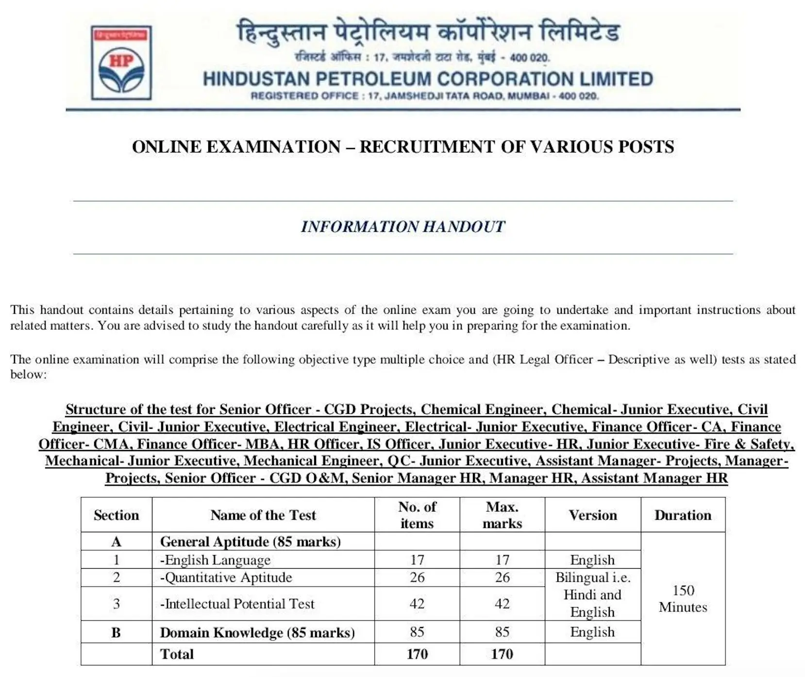 HPCL Engineer Syllabus 2026 and Exam Pattern, Syllabus Topics_3.1
