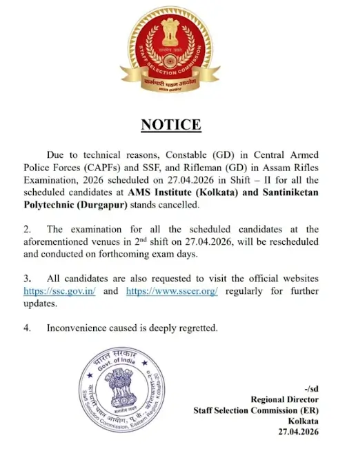 SSC GD Exam 2026 Cancelled at Various Centres, Check List & New Schedule_3.1