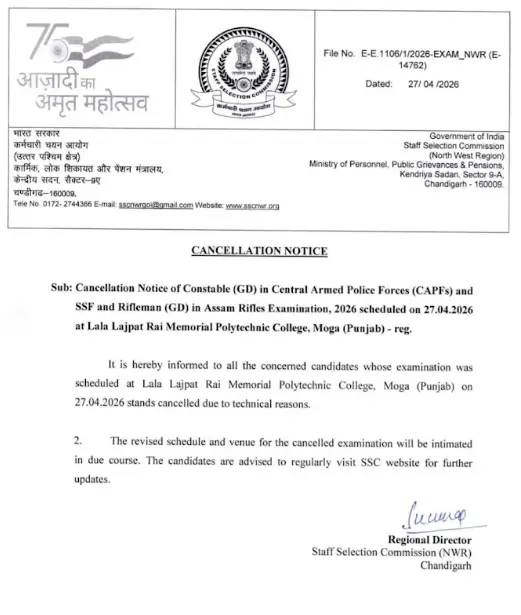 SSC GD Exam 2026 Cancelled at Various Centres, Check List & New Schedule_4.1