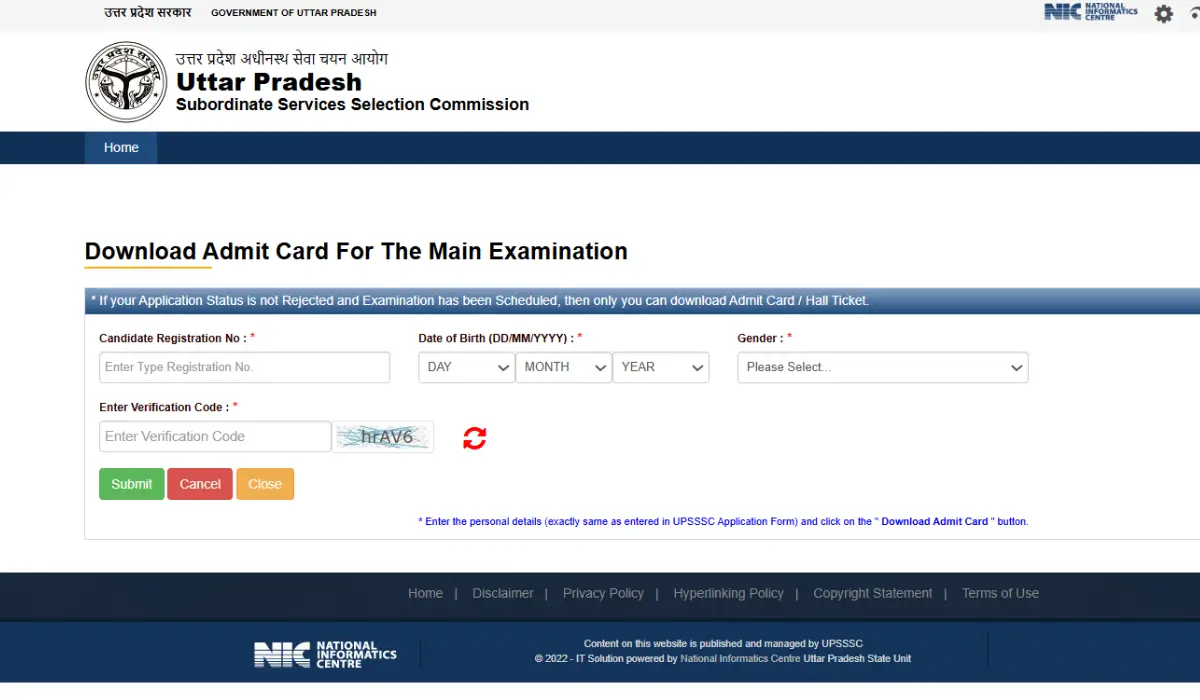 UPSSSC JE Mains Admit Card