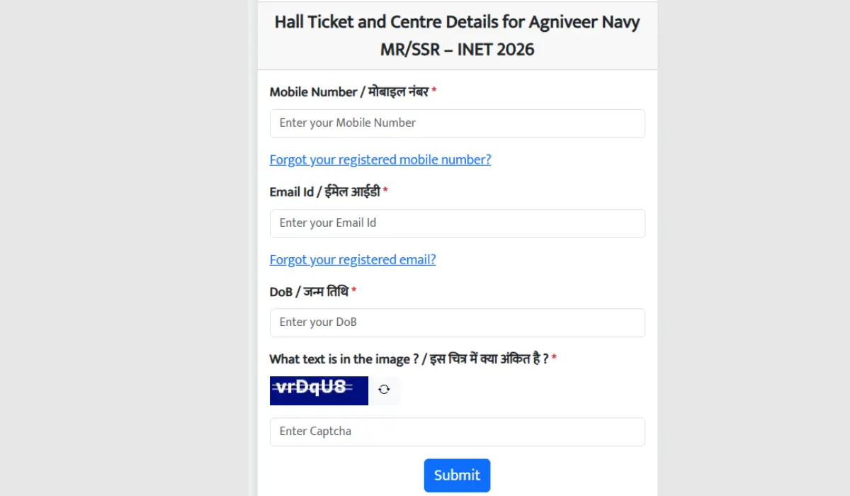 Indian Navy Agniveer SSR MR Admit Card 2026