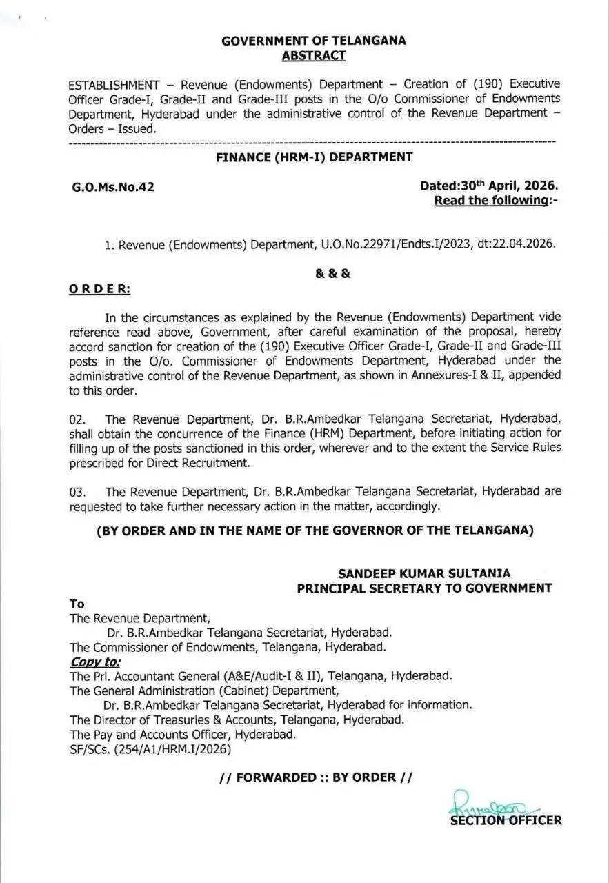 Telangana Endowment Officer Notification 2026 Out for 190 Executive Officer Posts_3.1