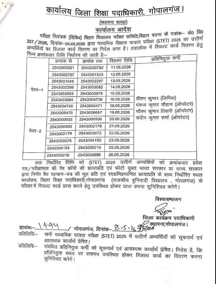 BSEB STET Certificate 2026 Out, Paper 1 and 2 Distribution Schedule Here_3.1