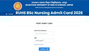 RUHS BSc Nursing Admit Card 2026