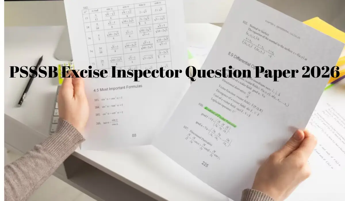 psssb excise inspector question paper