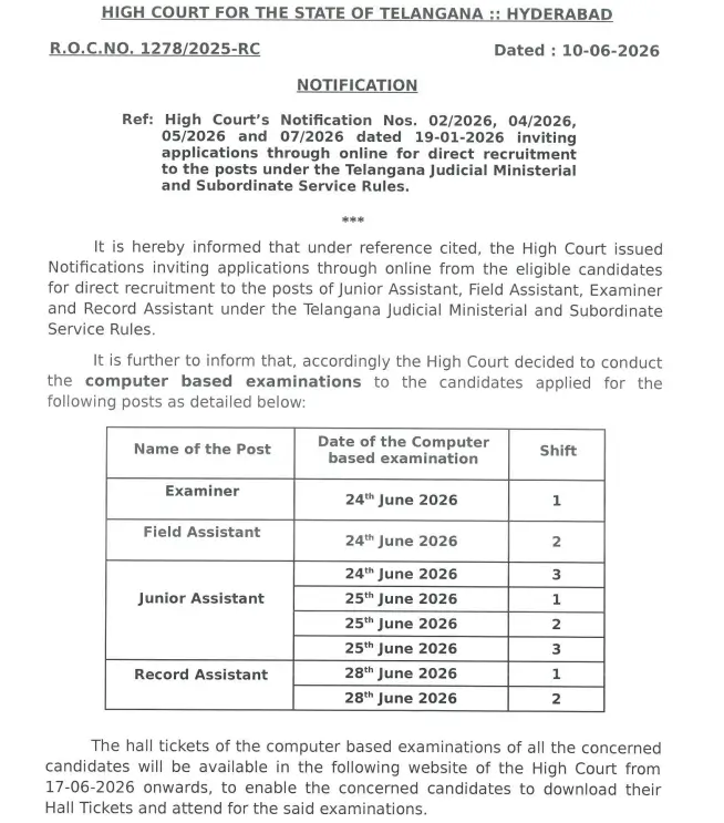 Telangana District Court Exam Date 2026 Out, Check Official Exam Schedule_3.1