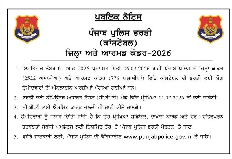 Punjab Police Constable Exam Date 2026 Out, Check Official Schedule_3.1