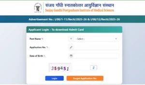 SGPGMI Nursing Officer Admit Card 2026