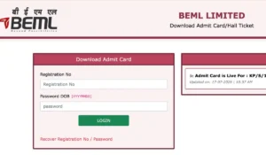 BEML Operator Admit Card