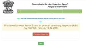 PSSSB Veterinary Inspector Answer Key 2026