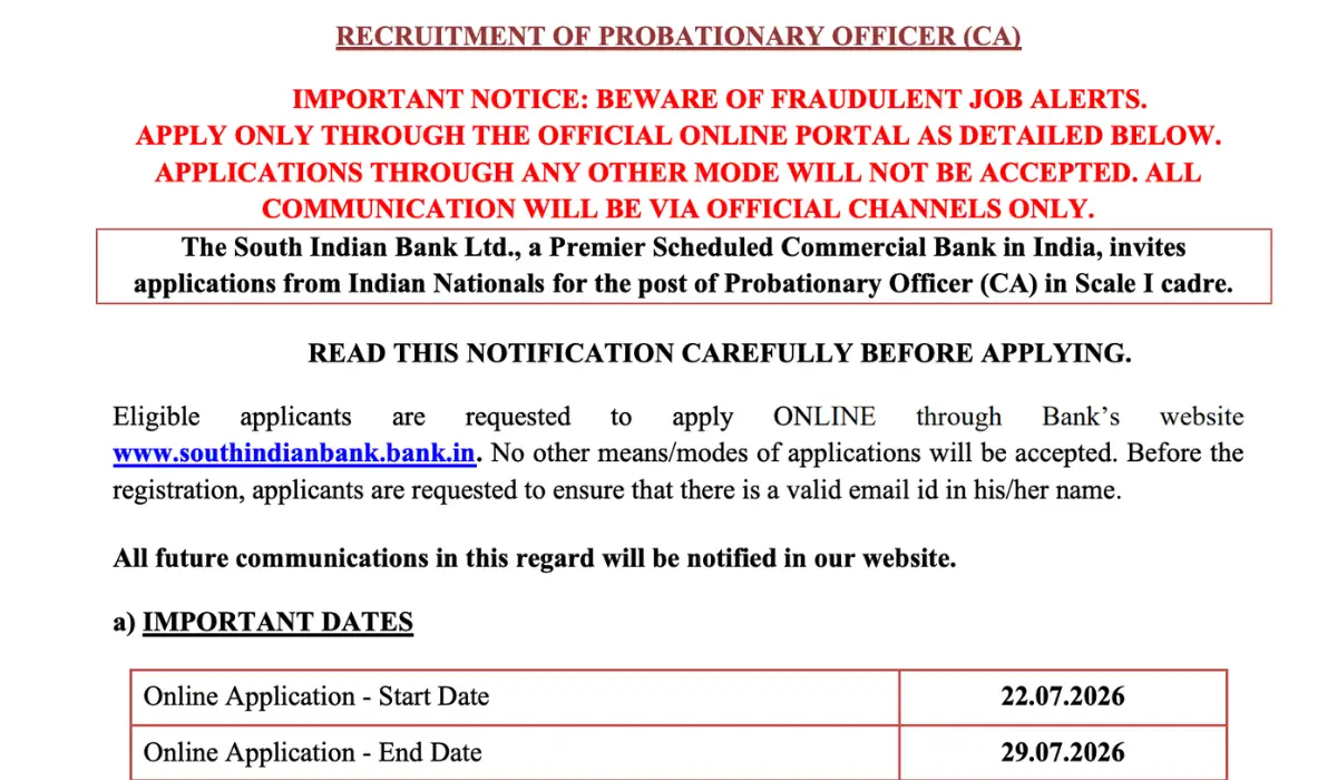 south indian po recruitment