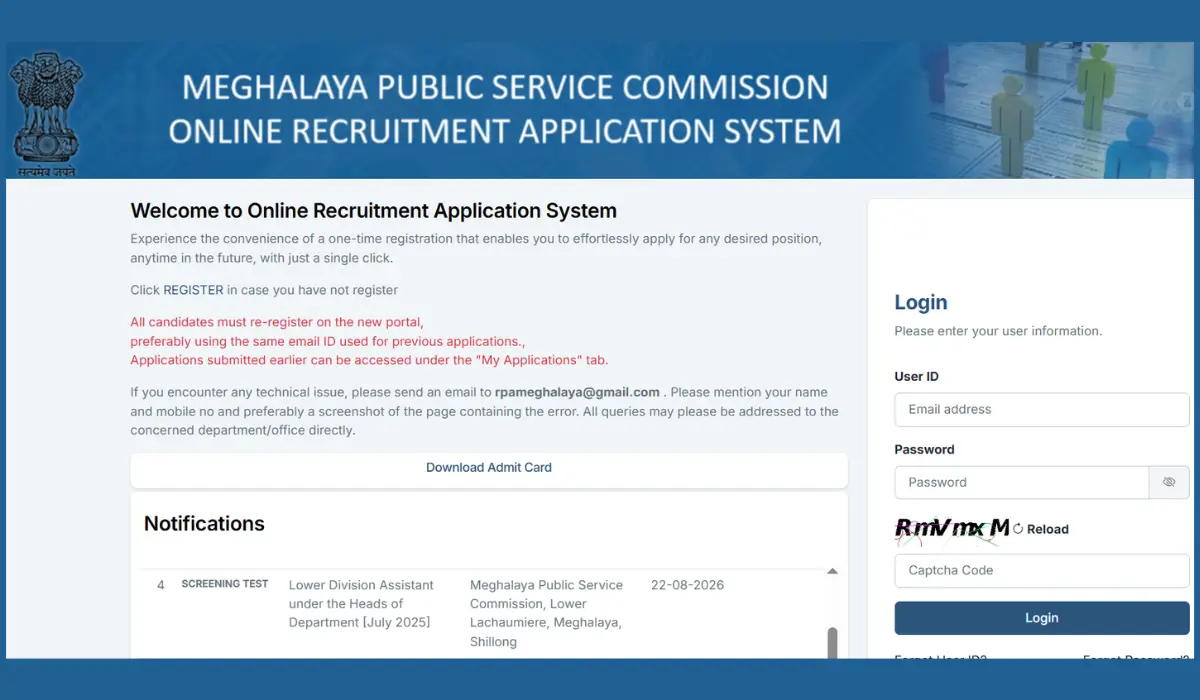 MPSC Meghalaya LDA Admit Card 2026