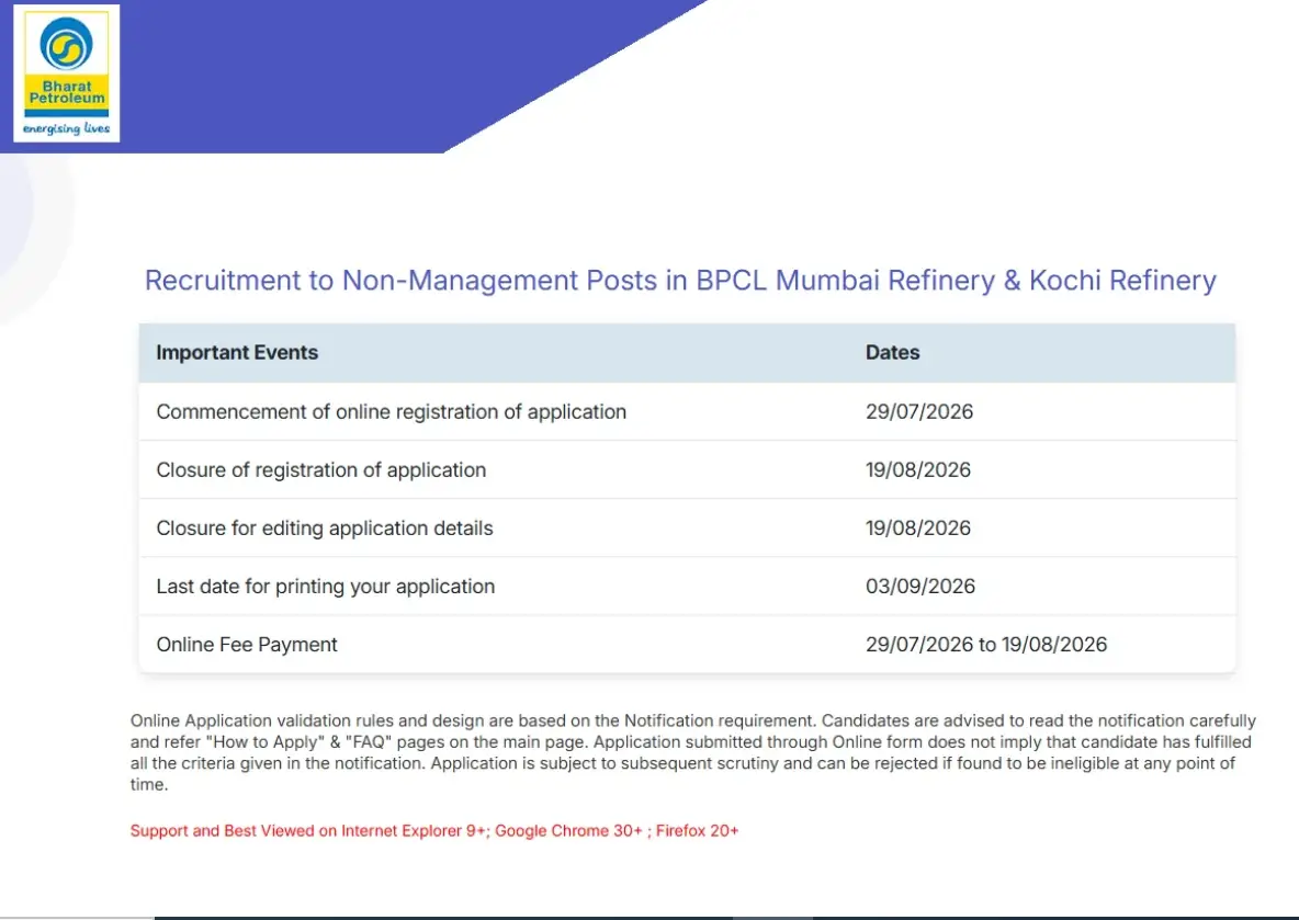 BPCL Recruitment 2026 (154 Technician & Operator Posts), Last Date Extended Till 19 Aug_3.1