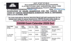 dsssb exam calendar 2026