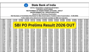 sbi po prelims result 2026