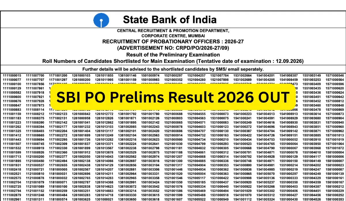 sbi po prelims result 2026