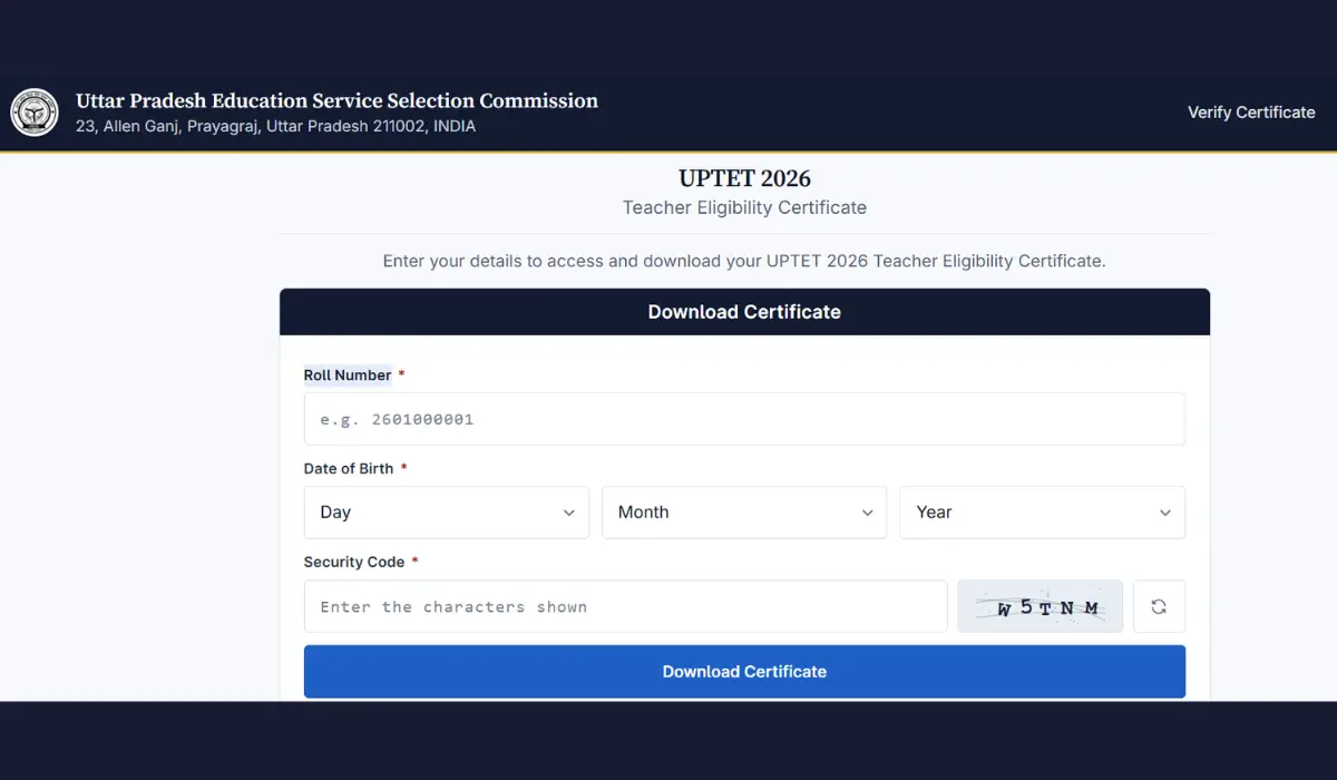 UPTET Certificate 2026