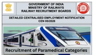 RRB Paramedical Recruitment 2026 Detailed Notification 2026 PDF Out for 590 Posts (CEN 05/2026)