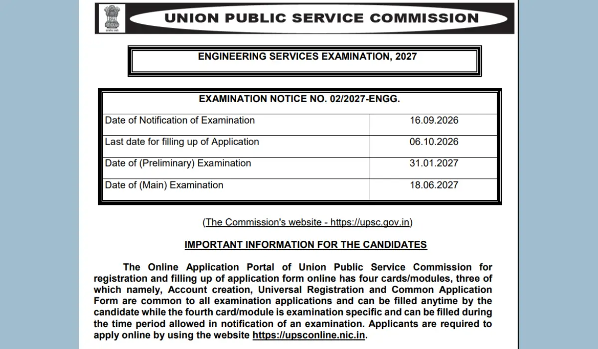 UPSC ESE Notification 2027