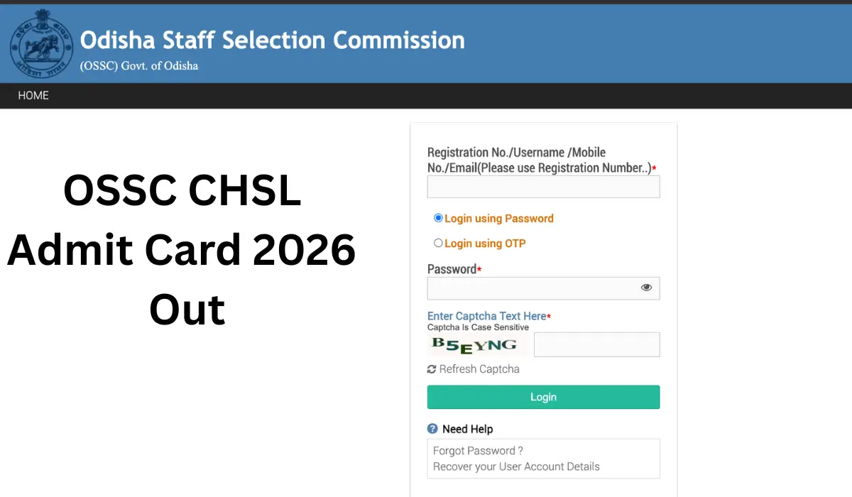 ossc chsl admit card 2026