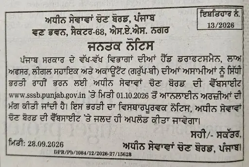 PSSSB Group B Recruitment 2026 Notification Out, Check Eligibility & Post Details_3.1