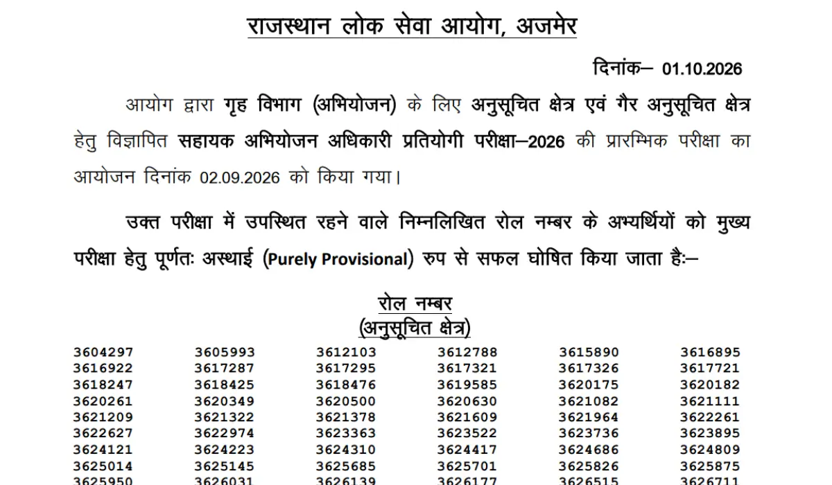 RPSC APO Result 2026