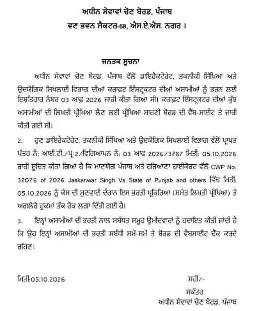 PSSSB Craft Instructor Exam Date 2026 Postponed, New Exam Schedule Soon_3.1