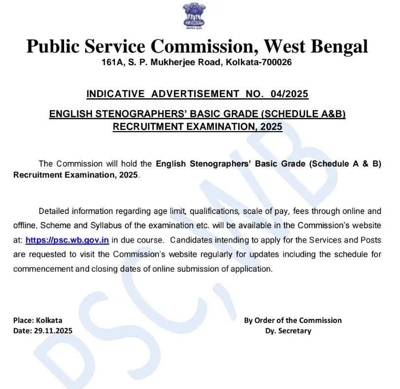 WBPSC Stenographer Recruitment 2026 Notification for 266 Vacancies, Eligibility_3.1